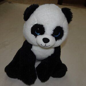 12" Plush Panda Bear - Black, White, Soft, Blue Glitter Eyes Stuffed Animal